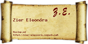 Zier Eleonóra névjegykártya